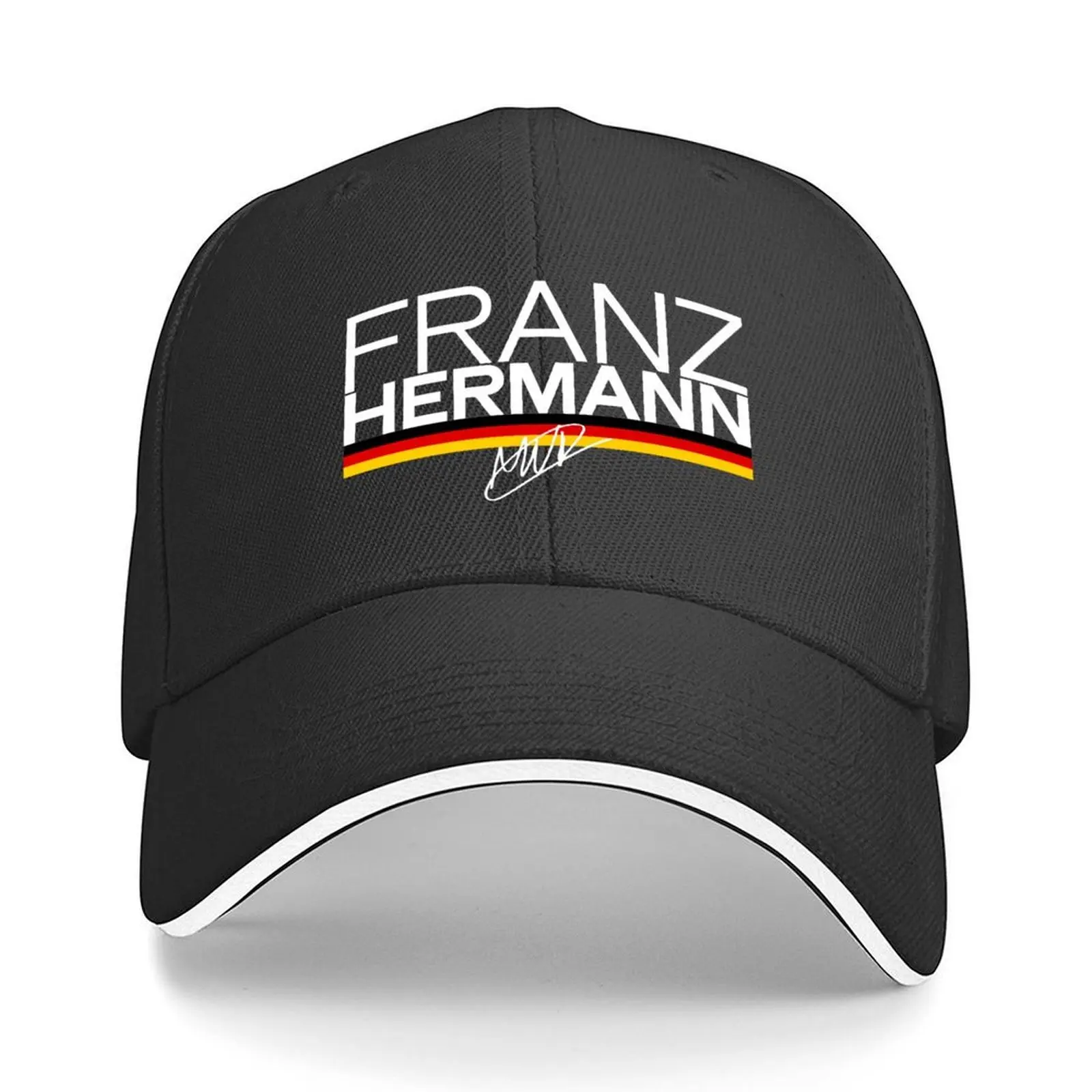Gráfico de Franz Hermann F1, firma con rayas de la bandera alemana, gorra de béisbol artística para deportes de motor, sombrero de moda para hombre, gorras para hombre y mujer