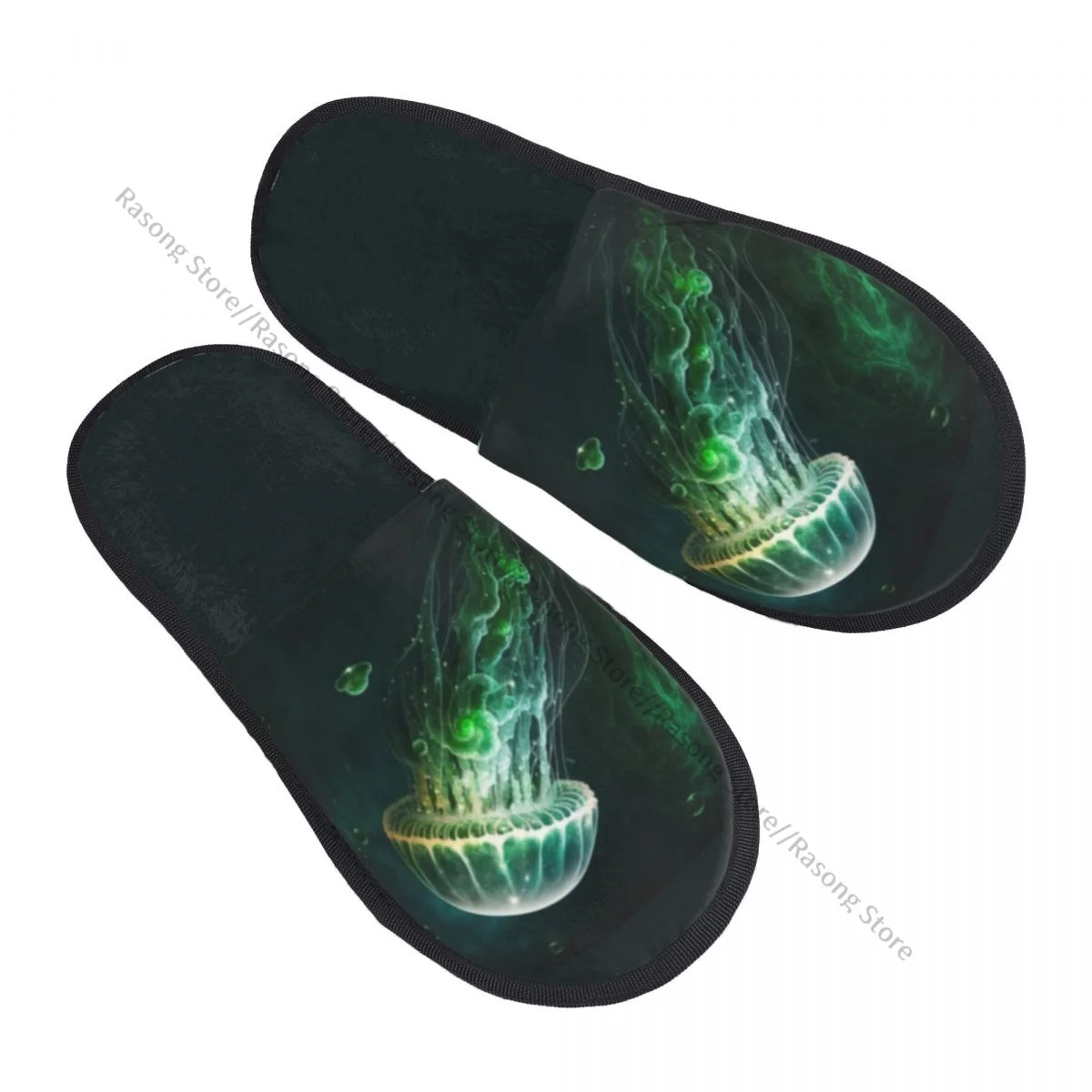 Jellyfish In Space Print Slipper For Women Men Fluffy Winter Warm Slippers Indoor Slippers