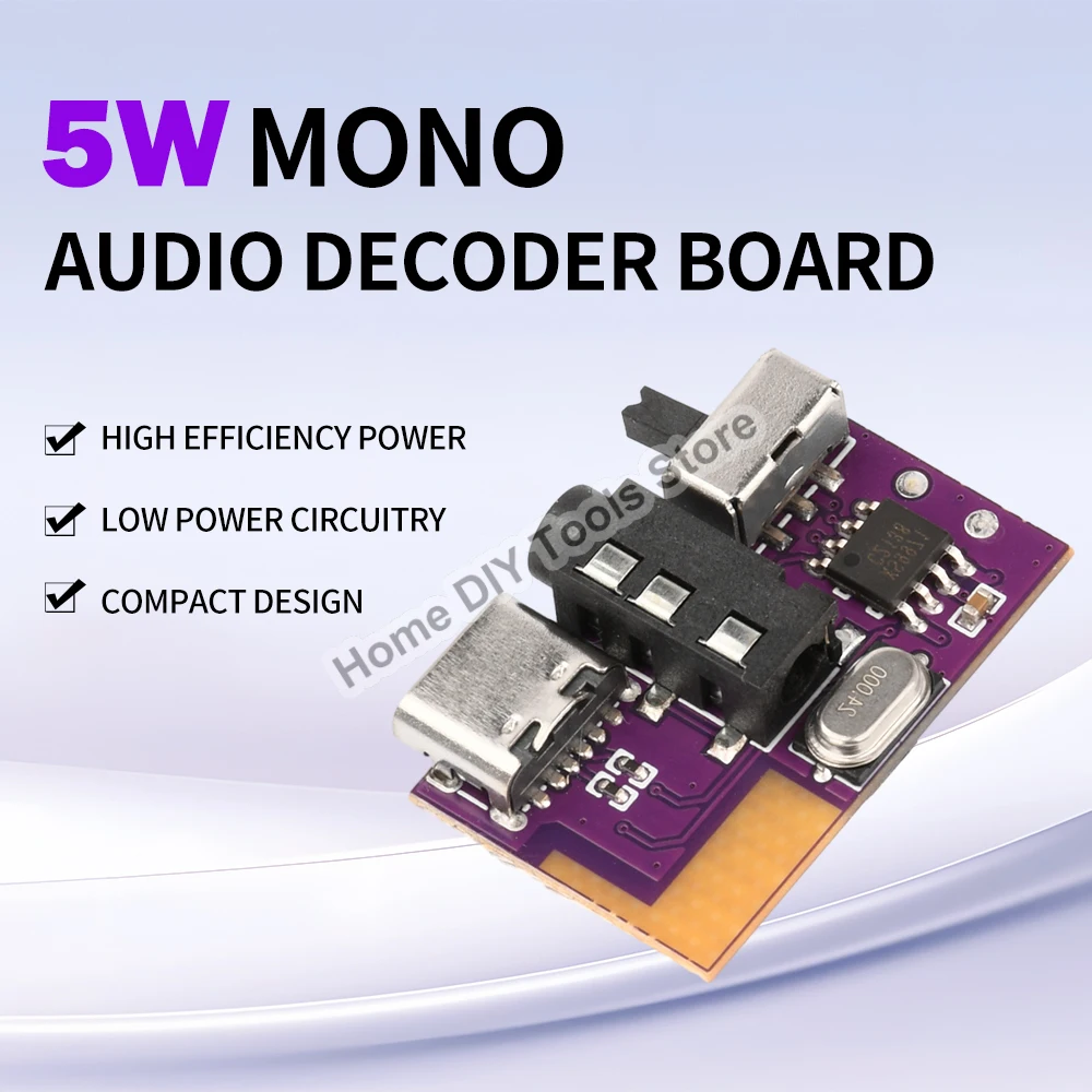 DC 3.5V-5V 5W Bluetooth Mono Amplifier Decoder Board MP3 Player TWS 3.5mm AUX Module Receiver DIY Handmade Speaker