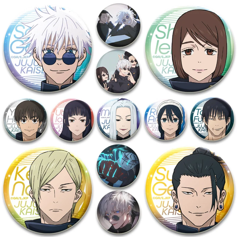 Fushiguro Megumi Mahito Anime Badge Itadori Yuji Kugisaki Nobara Satoru Gojo Cartoon Brooches Round Jujutsu Pins Daily Ornament