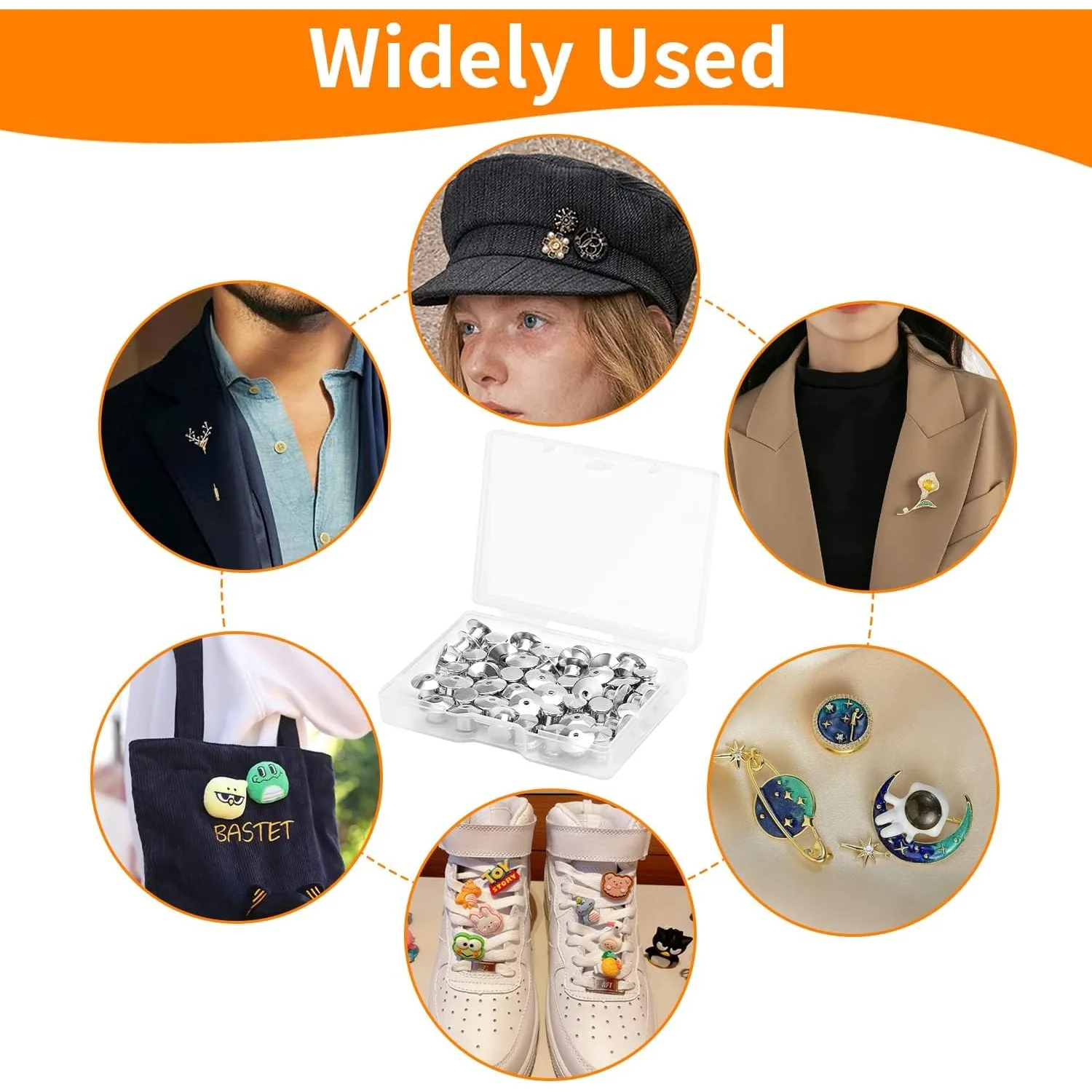 30 PCS Locking Pin Backs Locking Pin Keepers Clasp, Metal Pin Locks Back