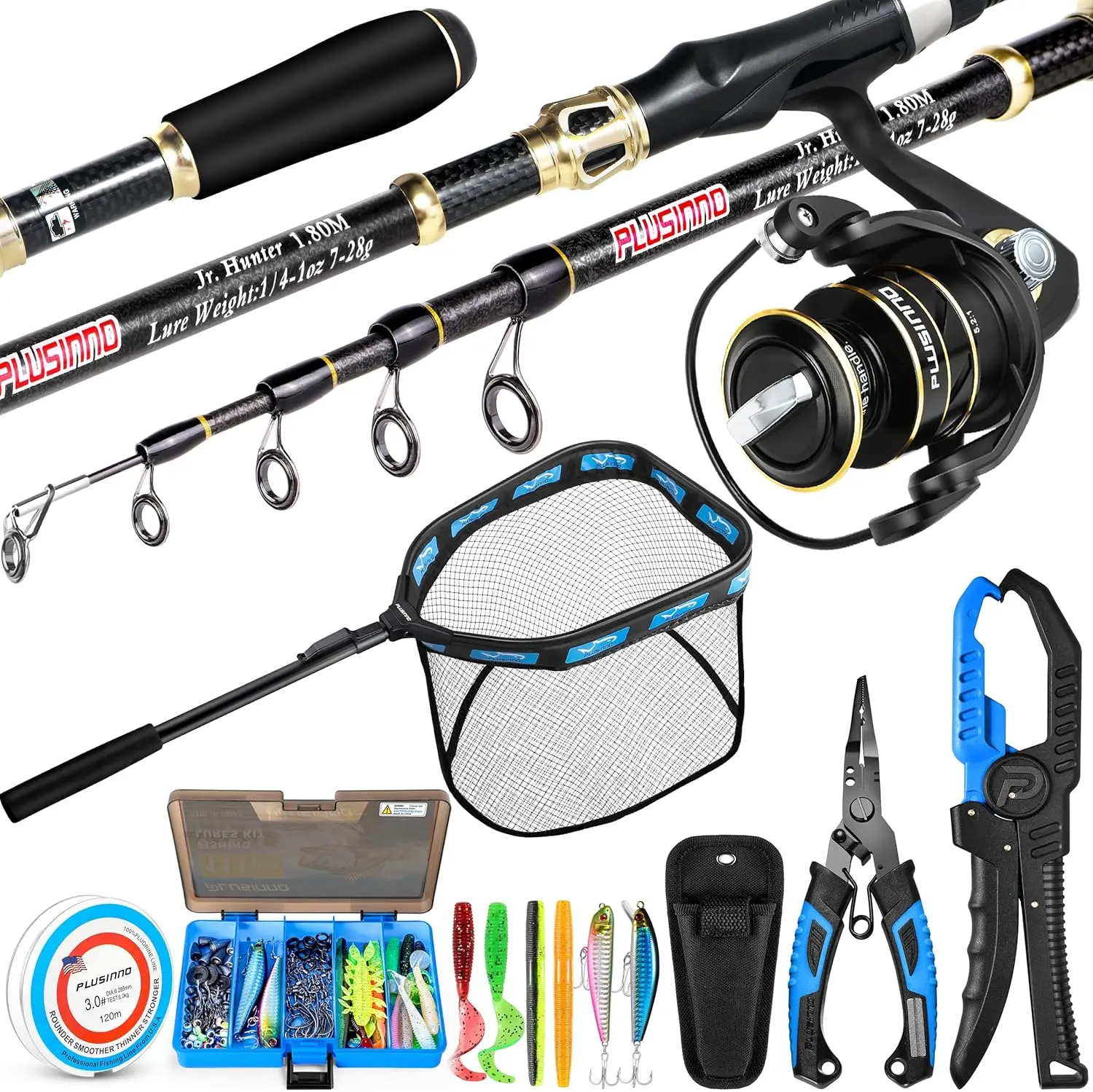 

Complete Fishing Kit with Rod, Reel, Tackle Box, Lures, Accessories & Pliers - Ideal Gift for Men