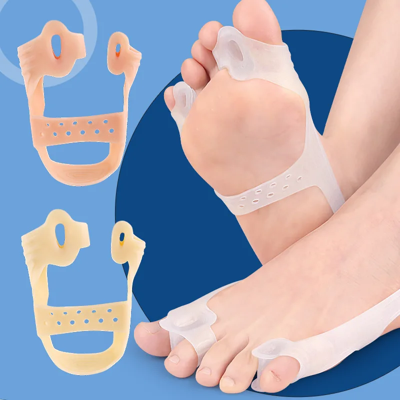 New Forefoot Pad Hallux Valgus Double Hole Toe Divider Flexible Anti-abrasion Elastic Band for Overlapping Big Toe