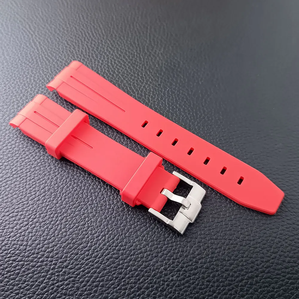 นาฬิกาผู้ชายสีดำ/ สีเขียว20มม. จับคู่คุณภาพ Tali Jam Tangan karet ชิ้นส่วนนาฬิกาหรูหราแบรนด์