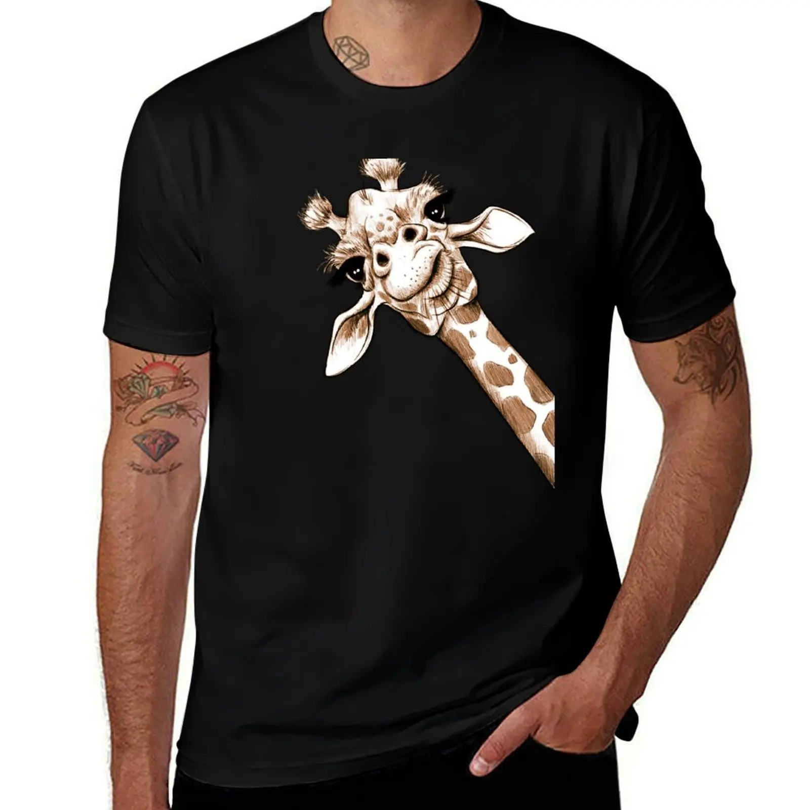 Sketch Giraffe Art T-Shirt Urban Style Print T-Shirt