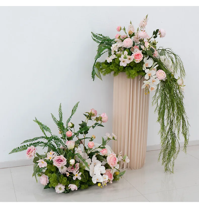 Künstliche grüne Pflanzen, hängende Ranken, Boden-Blumenarrangement, Hochzeits-Hintergrunddekoration, hängende Blumenreihe, Party-Event-Requisiten – Detail 1