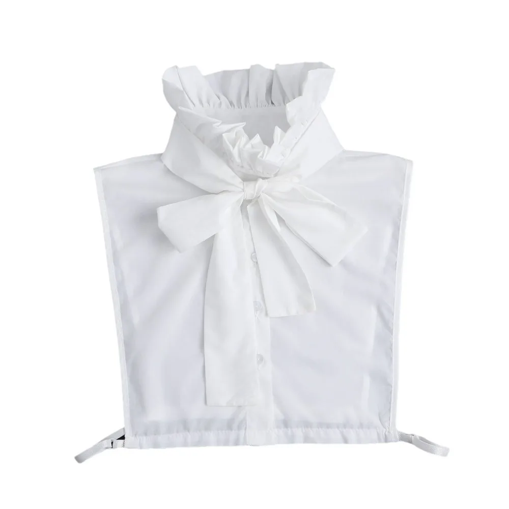 

New Cotton Ruffle Bow Decoration Detachable White Fake Collar Black Blouse Sweater Lapel Top Clothing Accessories
