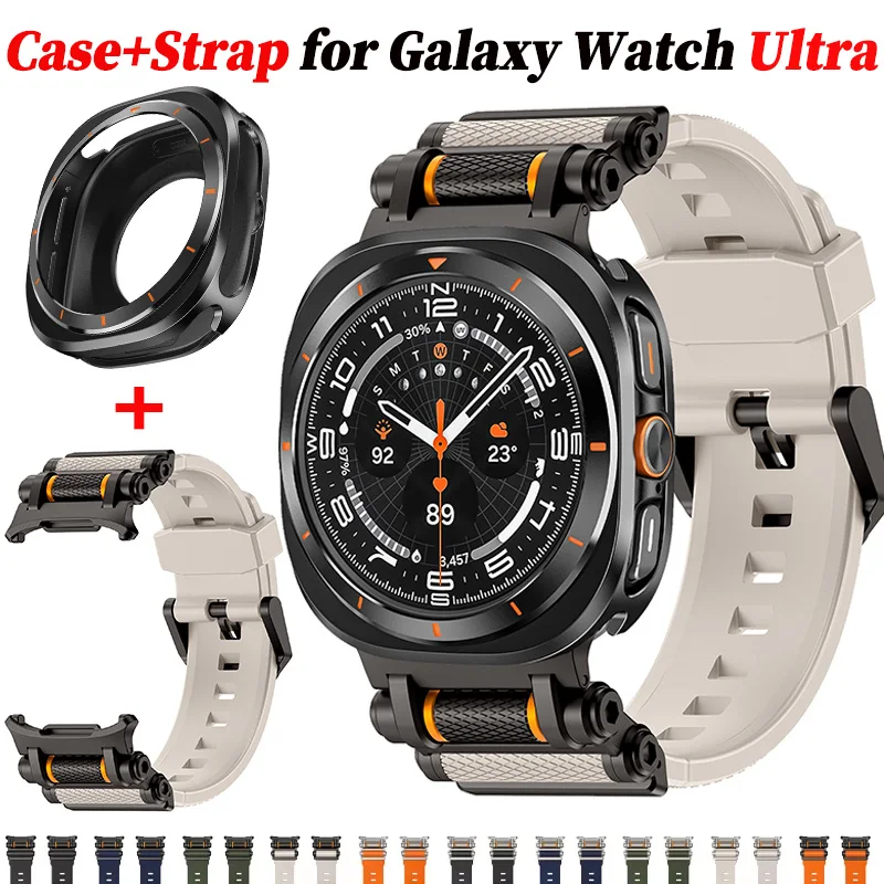 Case+Silicone Strap for Samsung Galaxy Watch 8 Ultra 47mm Band Rubber Bracelet for Galaxy Watch Ultra 47mm Replace Accessories