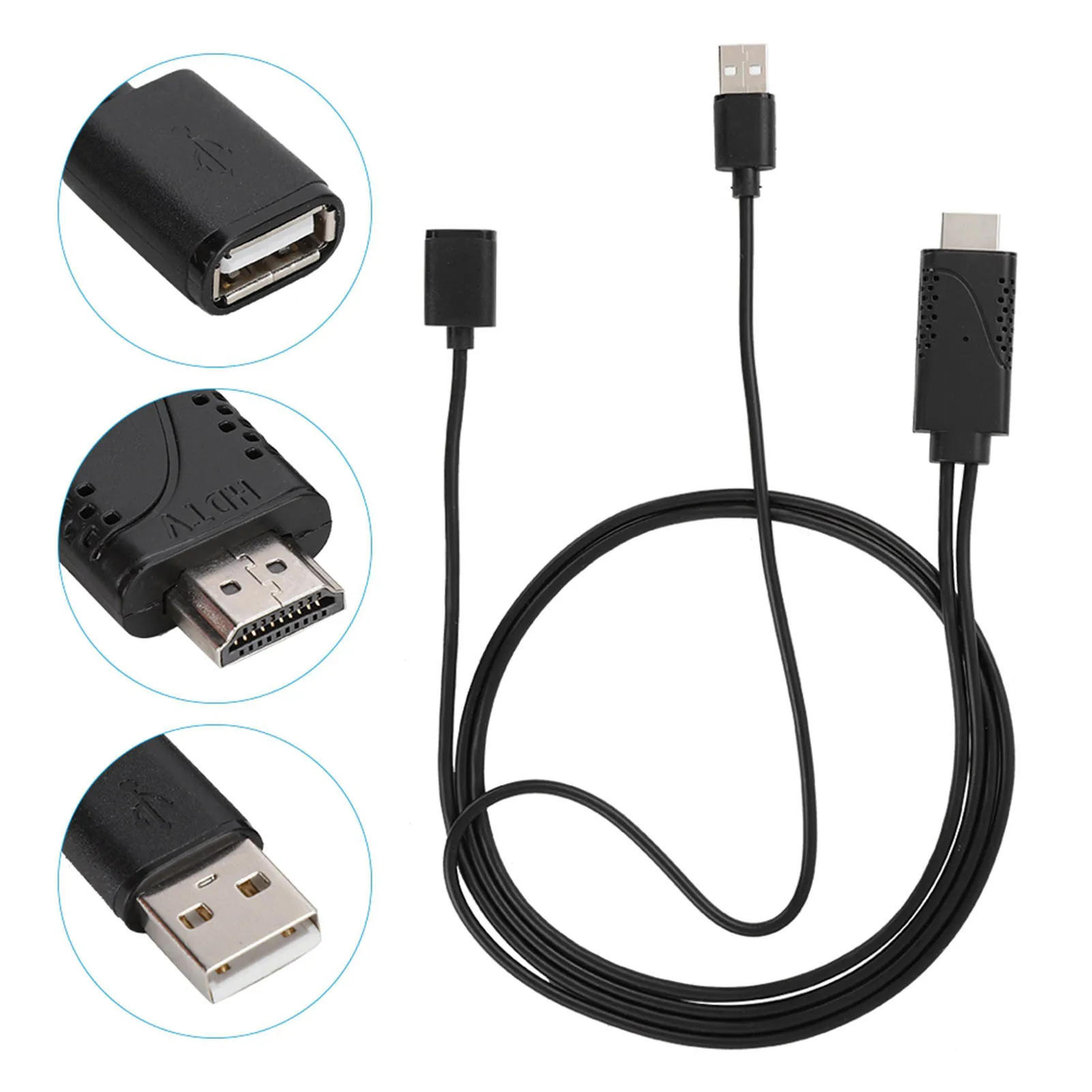 Премиум 2 в 1 1080P USB-переходник «мама» на HDMI «папа» Кабель-переходник Plug and Play Высокоскоростной для iPhone Android Домашний кинотеатр Офис