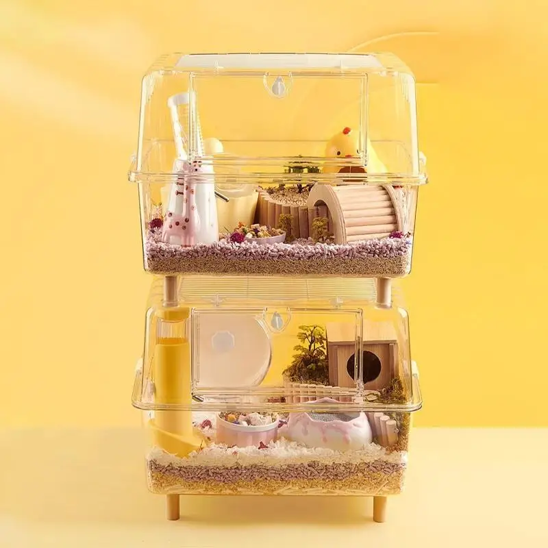 Hamster Cage Full Set Of Transparent Golden Bear Box Rudin Chicken Breeding Box Small Pet Incubator Villa Hamster Supplies