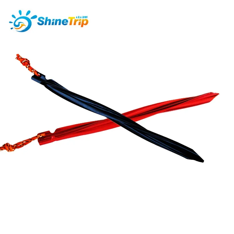 4 Shinetrip Hợp Kim Nhôm Vít Trigone Móng Tay Cắm Trại Sandbeach Xoáy Hình Lều Peg Có Dây Kéo Kèm Miếng 25cm