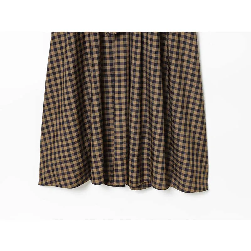 เดรสแฟชั่นผู้หญิงลายสก็อตปี 2025 ชุดเดรสยาวคอปกพร้อมเข็มขัด ชุดเดรสเก๋ไก๋ แขนยาว สไตล์ลำลอง สำหรับฤดูใบไม้ร่วง