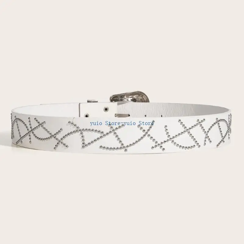 X7XB Vintage Buckle Belt for Jeans Pants Embossing Flower Buckle PU Belt for Dress Jeans Women Girl Casual Waist Accessories