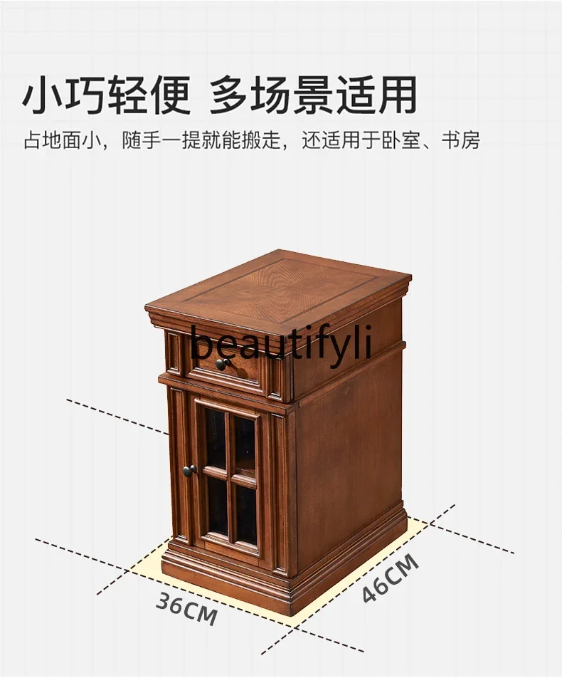 Furniture American sofa Side cabinet Solid wood niche side few Bedside storage cabinet Corner few small side tables