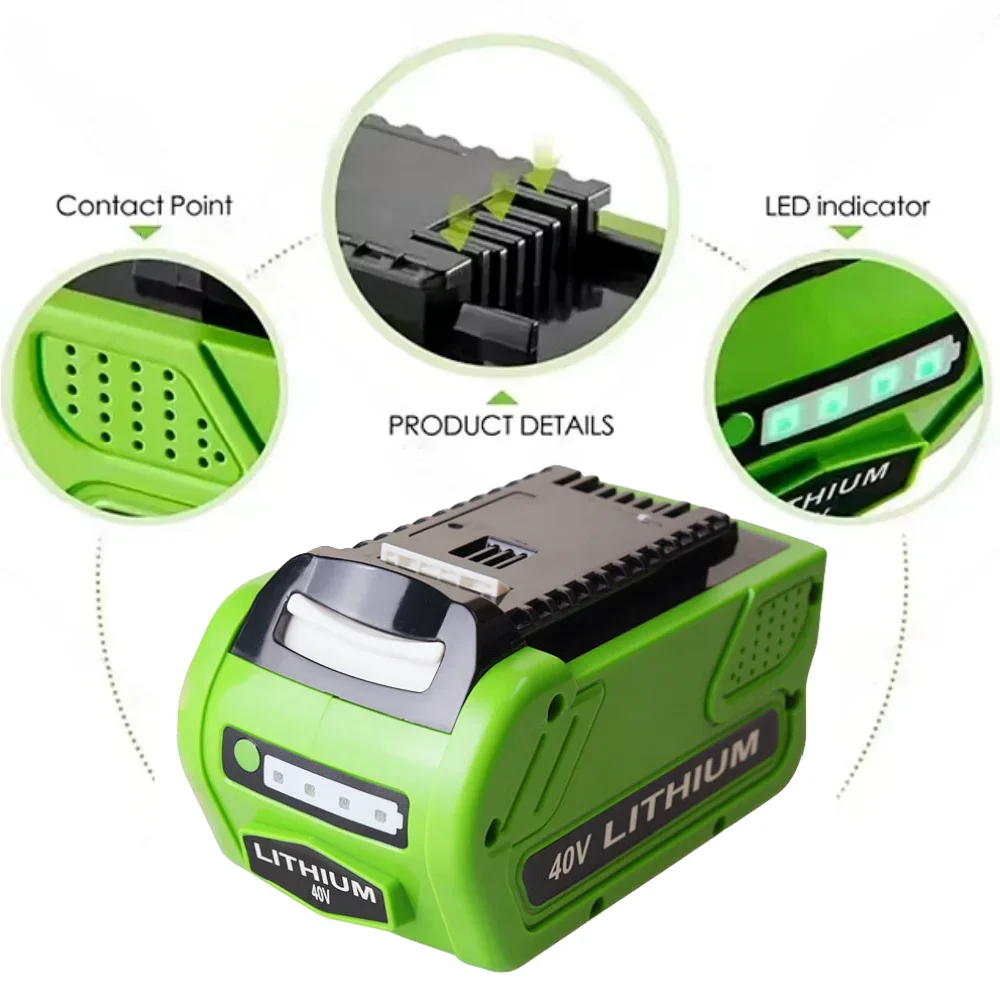 GreenWorks 잔디 예초기 전동 공구 배터리 교체용, 40V G-MAX 전동 공구, 40V 5000, 6000, 8000mAh