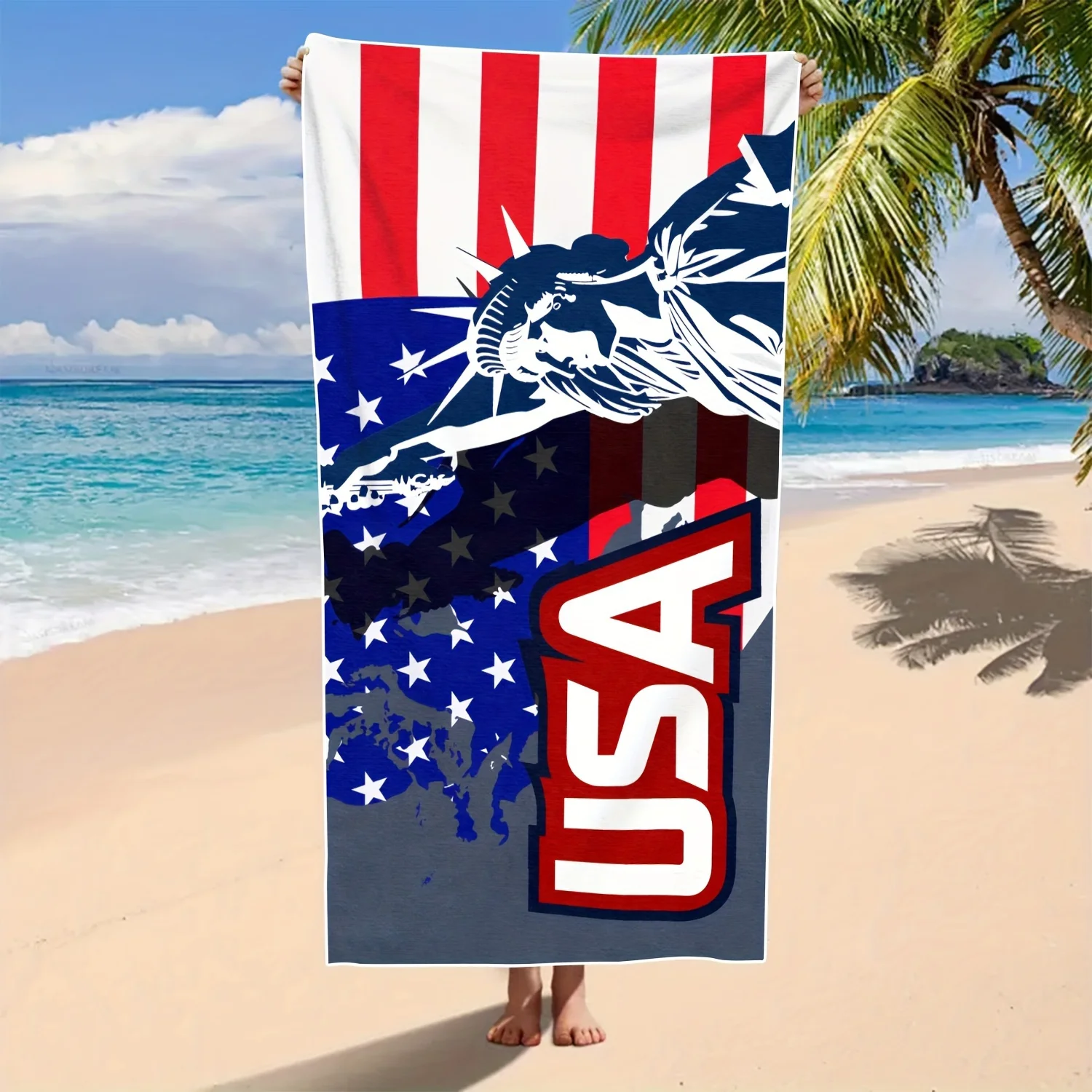 Customize Quick-Dry Microfiber Beach Towel - Patriotic 