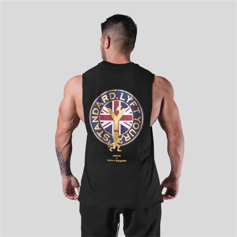 LYFT Men Summer Bodybuilding Tank Top Gym Fitness Training Cotton Sleeveless Shirt Male Casual Stringer Singlet Vest Undershirt