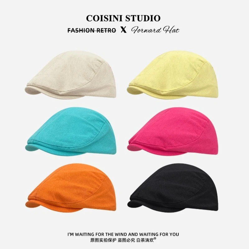 

2026 New Simple Solid Color Versatile Dopamine Short Brim Forward Hat Men's and Women's Spring and Summer Sunshade Painter Caps