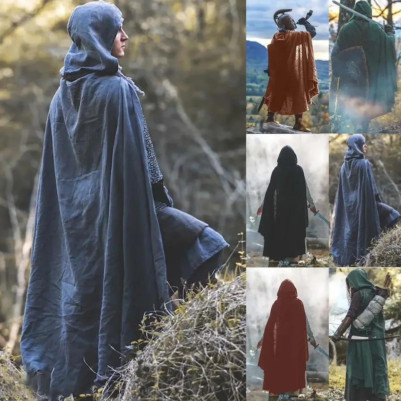 Medieval Ranger Cloak - Linen - 6 Color Choices  Cosplay Costume Men