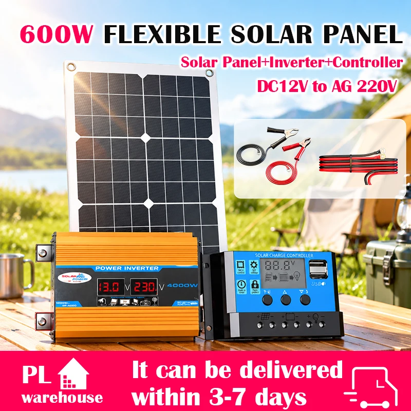 Solarpanel-Wechselrichter 4000W/110V-220V Solar 20W Controller LED-Anzeige Solarstromerzeugung Intelligentes Ladeboard
