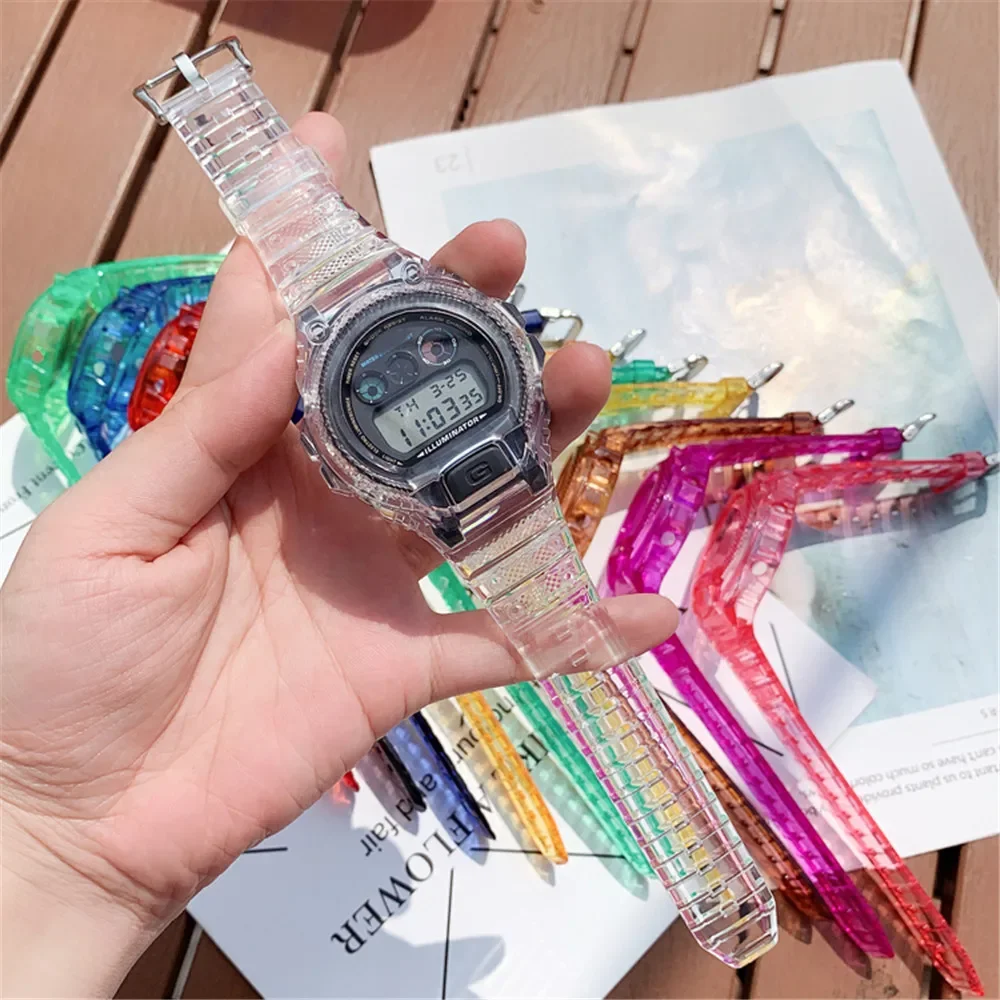 Strap + Case for Casio G-Shock DW-6900 Transparent Rainbow TPU Resin Silicone Bezel Band Men Women Sport Watch Accessories