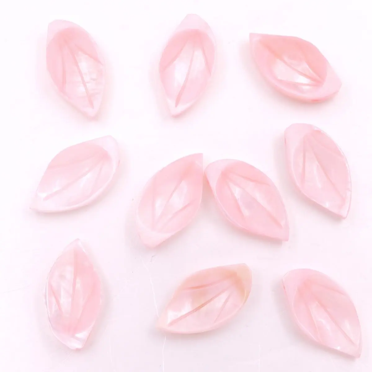 10 PCS 10mmX18mm Leaf Shell Dyed Pink Mother of Pearl Top Hole Making  DIY