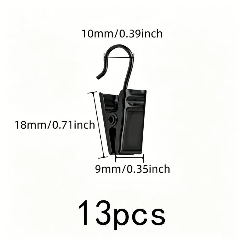 13 pcs Open-End Curtain Clips with Rust Resistant Metal, ideal for Photo Hanging Display and Bathroom Shower Curtain