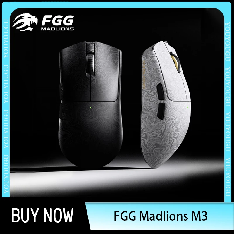 FGG Madlions M3 Mouse 3Mode Composite Carbon Fiber Wireless Gamer Mouse 3000DPI E-sports Mouse Kailh 650mAh Gamer Accessories