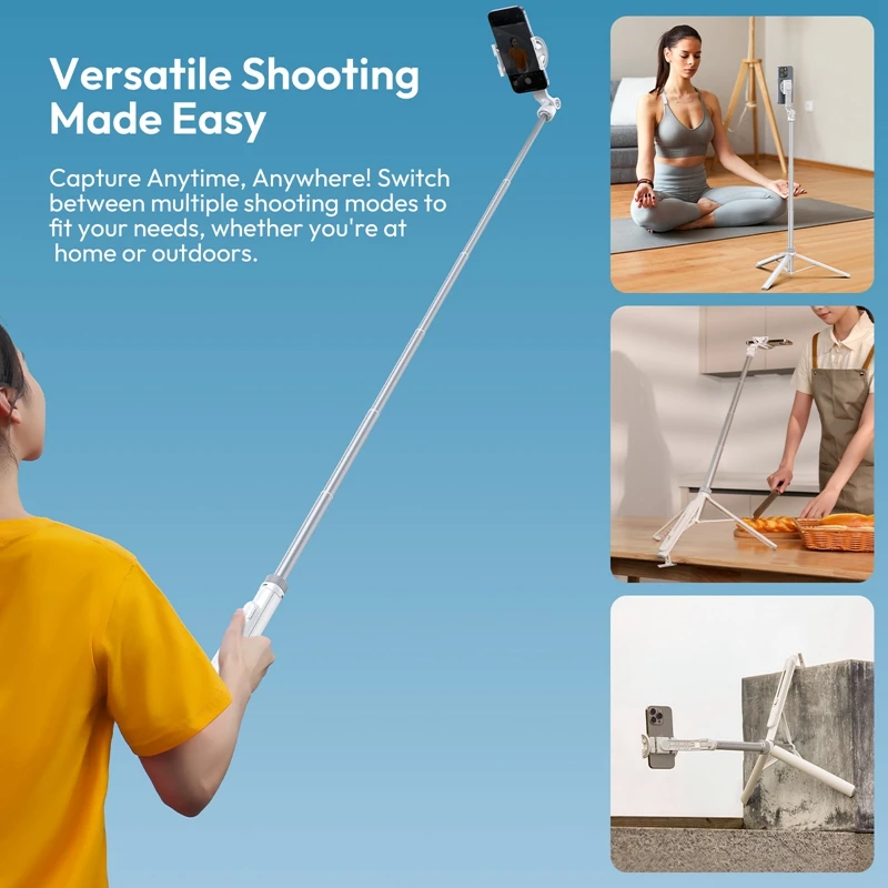 Ulanzi TT88 1.44M Overhead Selfie Stick Vlog Tripod for Phone Magnetic Clamp Wireless Remote Extension Tripod for Live-streaming