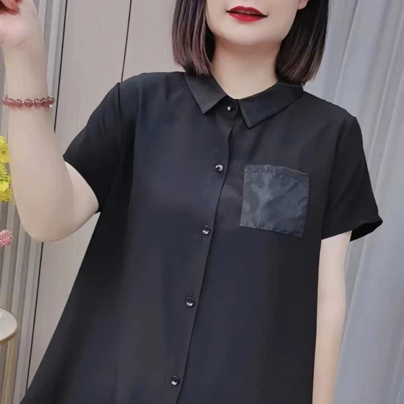 

2024 Summer New Short Sleeved Top Fashionable and Casual Western Style Loose Large Size Covering Belly Slim Shirt T-shirt for Wo