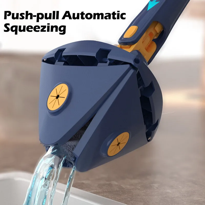 Triangle Mop 360 Cleaning Mop Telescopic Household Ceiling Cleaning Brush Tool Self-draining To Clean Tiles and Walls