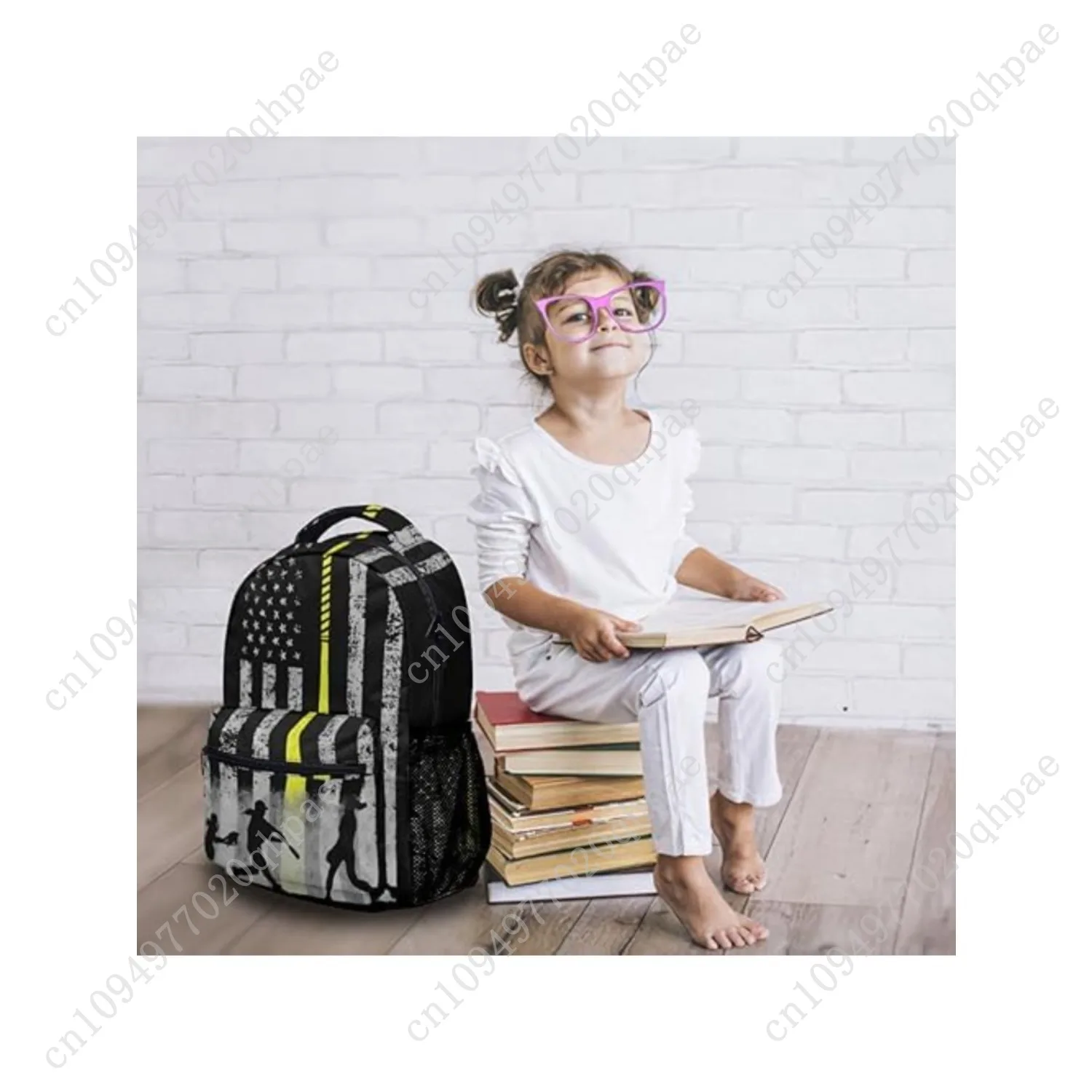 حقيبة ظهر كاجوال مطبوعة بعلم البيسبول حقيبة مدرسية حقائب ظهر للسفر #4