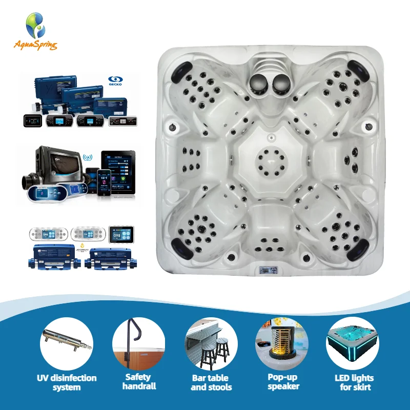 Custom High Quality 7-Person Acrylic Outdoor Hot Tub With 100 Jets Balboa Intelligent Constant Temperature Jacuzzier Hot Tube Sp