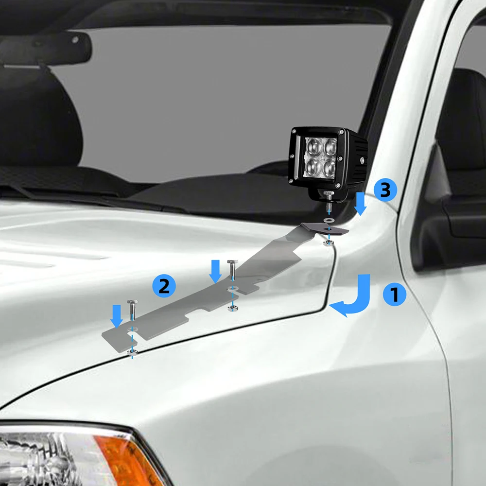 2pcs Hood Ditch Light Bar Mount Brackets For Dodge Ram 1500 2500 3500 2010-2018 Accessory Part