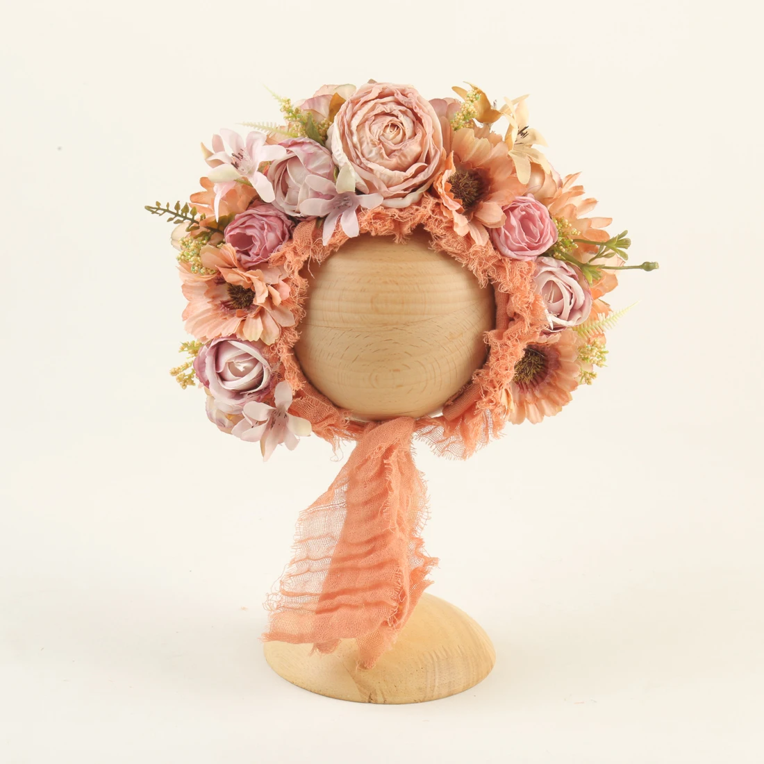 

Cute Baby Girl Floral Bonnet For Newborn Photography Props Soft Stretch Baby Girl Garden Flower Bonnet Photo Shoot Props Props