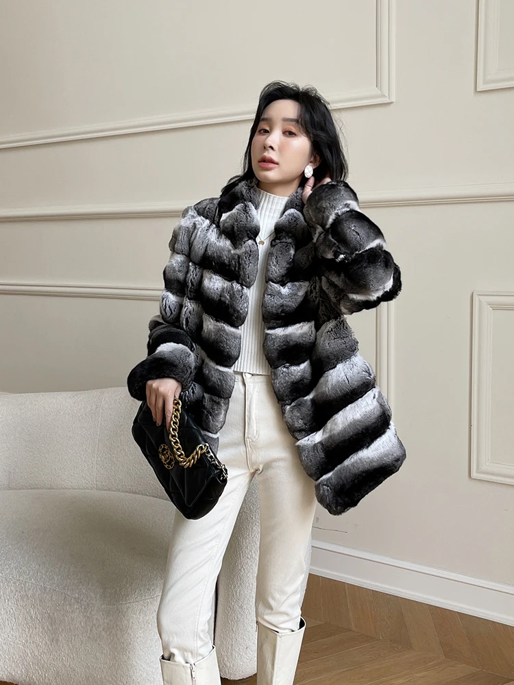 Fangtai 2023 New Winter Warm Luxury Natural Real Chinchilla Fur Coat Women Jacket Short Special Offer Free Shipping To Keep Warm