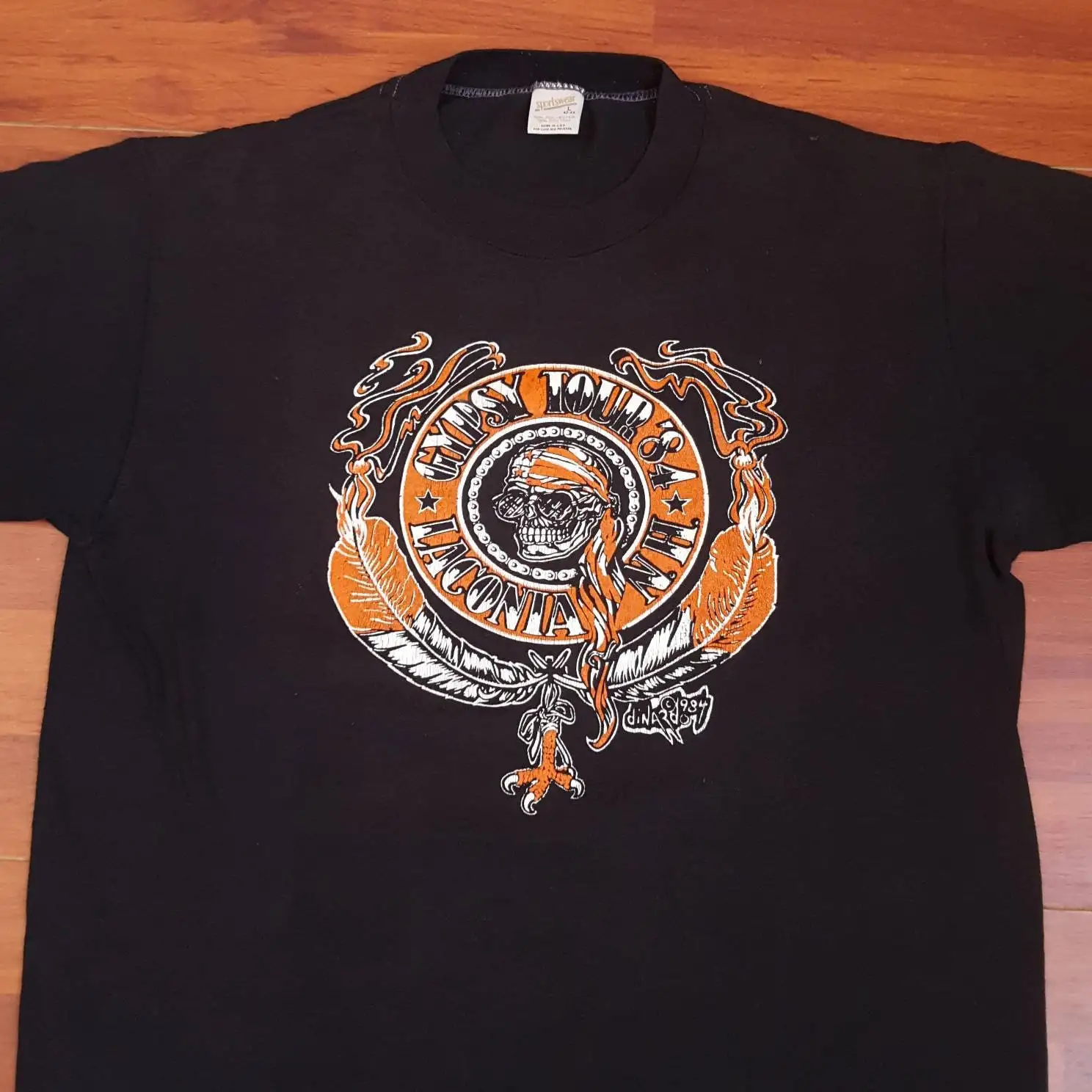 80er Jahre Biker T-Shirt 1984 Laconia n h Motorrad wochen ende '84 Zigeuner Tour passt wie m l Sportswear Dinard 1980 schwarz