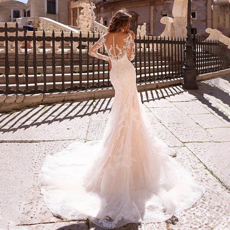 Gaun Pengantin Dapat Dilepas Putri Duyung Lengan Panjang Renda Boho Dubai Arab Saudi Israel Gaun Pengantin Gaun Pengantin Vestido De Novia Disesuaikan