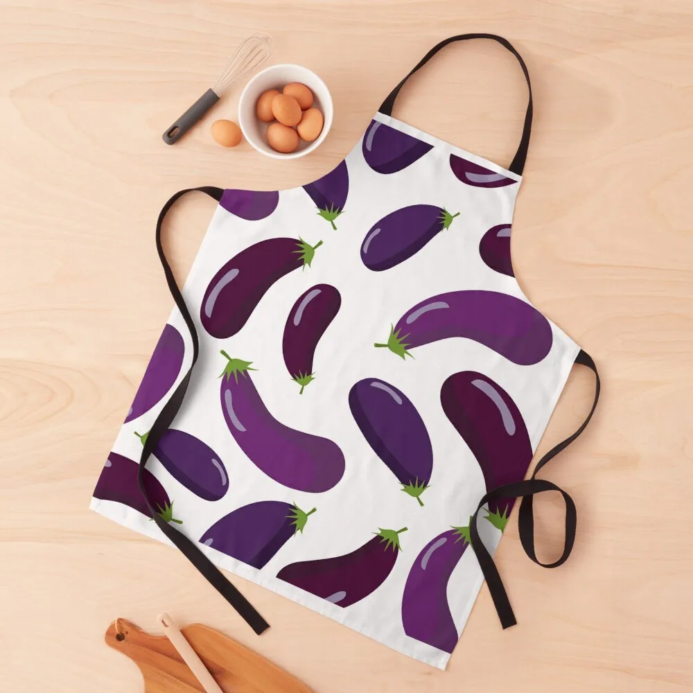 

Eggplant Emoji Apron Barista Camping Women Kitchen Women's Dress Apron