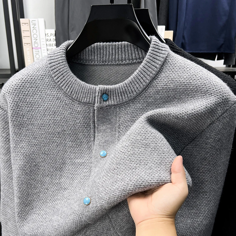 Luxury fashion button men's knitted cardigan autumn winter comfort warm new fashion round neck casual high-quality sweater coat