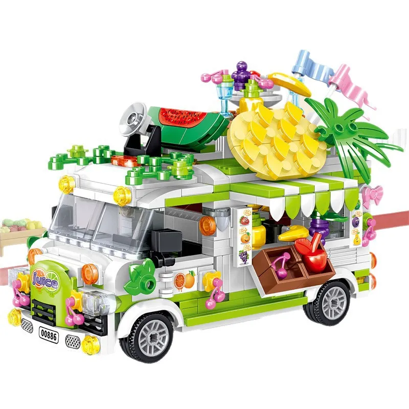 

604PCS DIY Building Blocks Model Bricks City Fruit Pineapple Food Truck Car For Boys Girls Friends For Children Kids Toys Sets