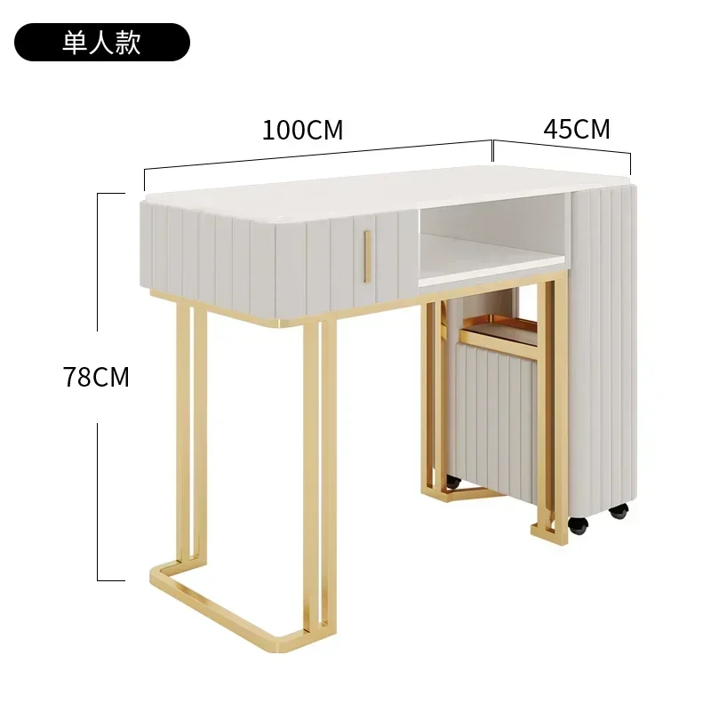 Exquisite Manicure Nail Table Wheels Rolling Portable Modern Nail Tech Desk Designer Mesa De Manicure Nail Salon Items