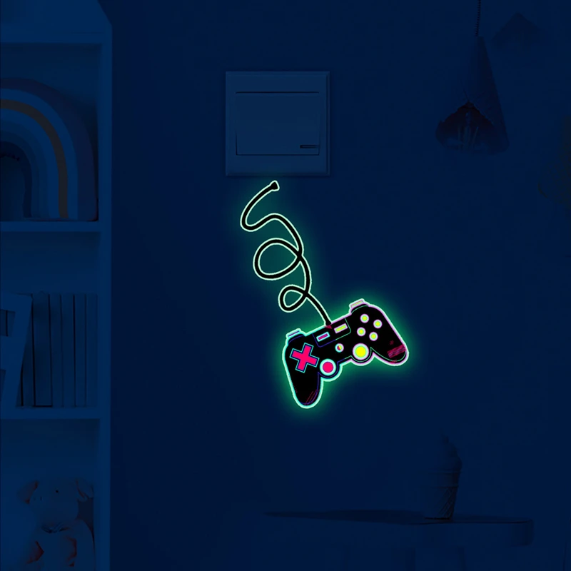 Luminous Game Gamepad Vinyl Wall Art Switch Stickers Glow in the Dark for Home Kids Bedroom Gaming Room Gamer Zone Decorations