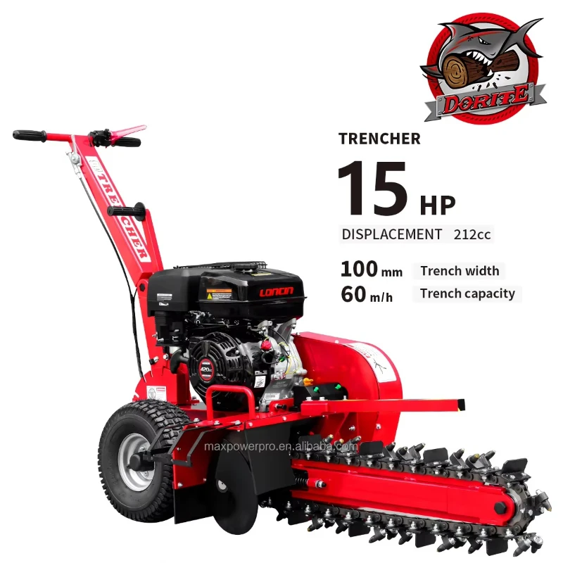 Customized K-maxpower 15HP Max Depth 600mm EPA EU5 Portable Walking 600mm Zanjadora Biocipcatore Mini Chain Trencher