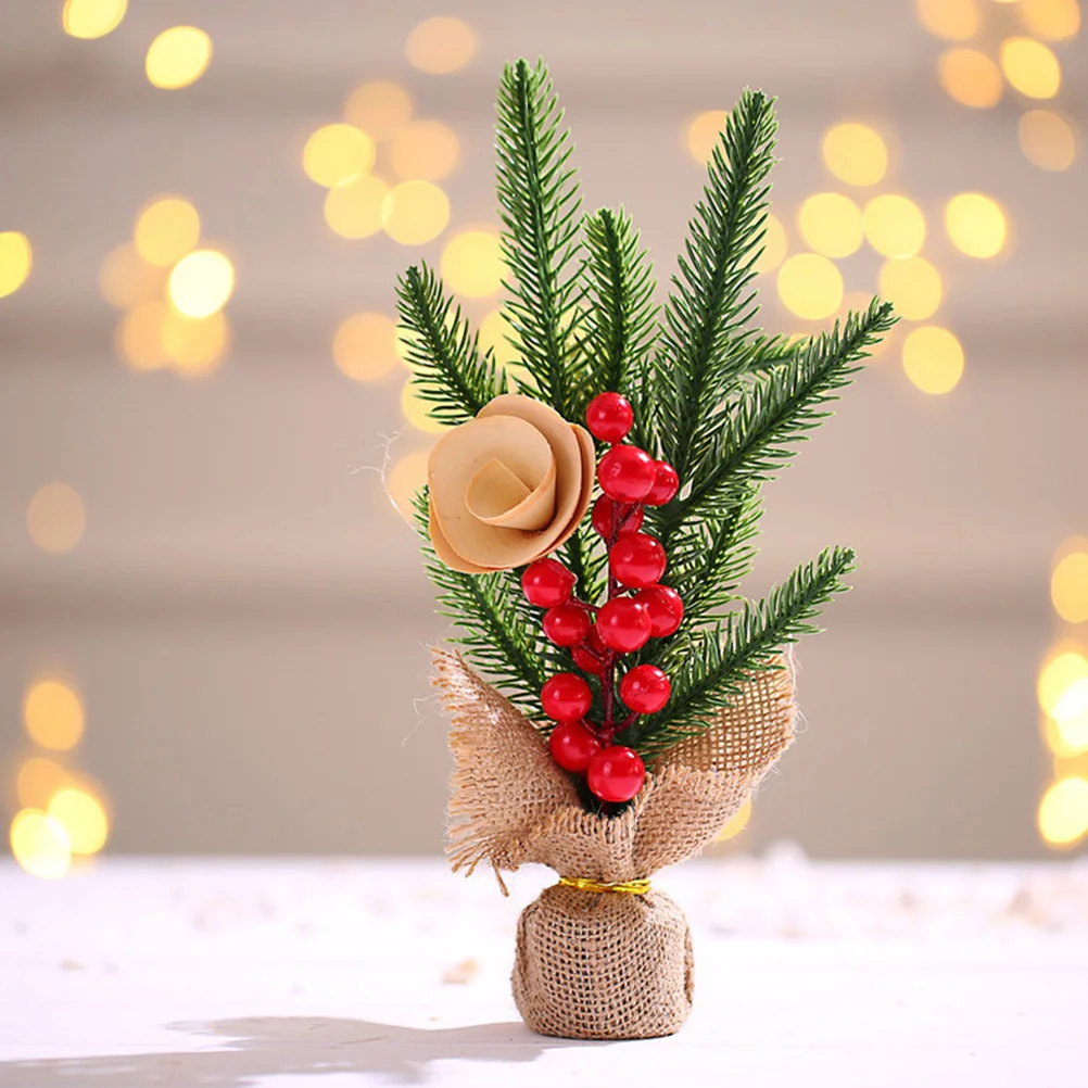 

3Pcs Christmas Tree Decor Set Small Festive Desktop Decoration for Xmas Office Party Supply Display