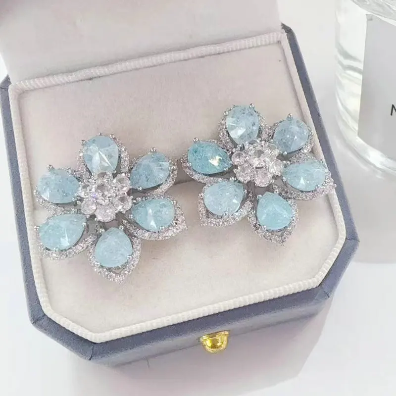 

Bilincolor Fashion Light Blue Flower Summer Earring for Women
