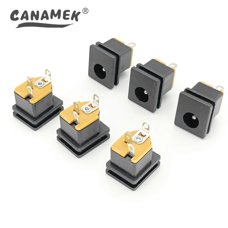 

10-Count DC Power Supply Connector Set, Female Jack DC-015 5.5*2.1mm Sized 5.5X2.5MM, for Square Panel Mounting