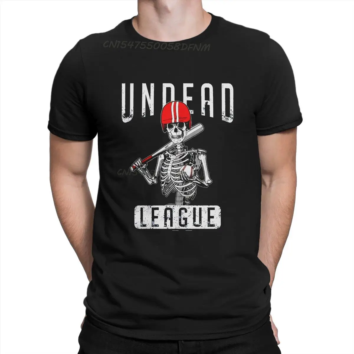 Men Undead Baseball League Player Halloween Zombie Skeleton T-Shirt Male Promotion Vintage Pure Cotton Tee Shirt Oversized