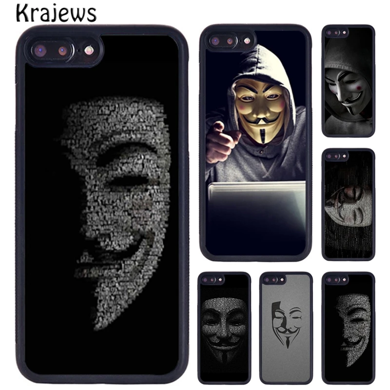 Krajews Anonymous Hacker Phone Case For iPhone 16 15 14 X XR XS 11 12 mini 13 Pro MAX Plus cover shell coque