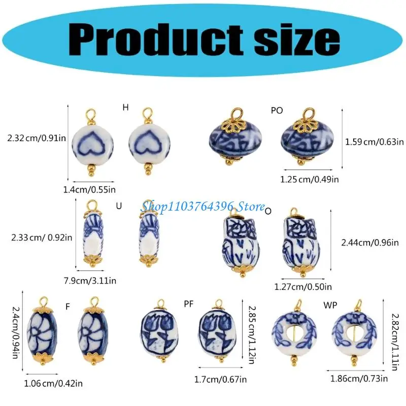 السيراميك الأزرق نمط القرط النتائج الملحقات المعدنية لإكسسوارات المجوهرات